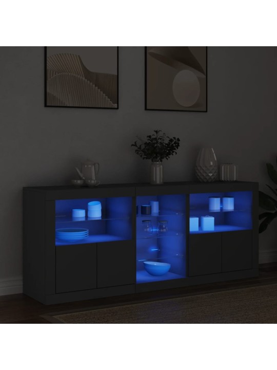Příborník s LED osvětlením černý 162 x 37 x 67 cm