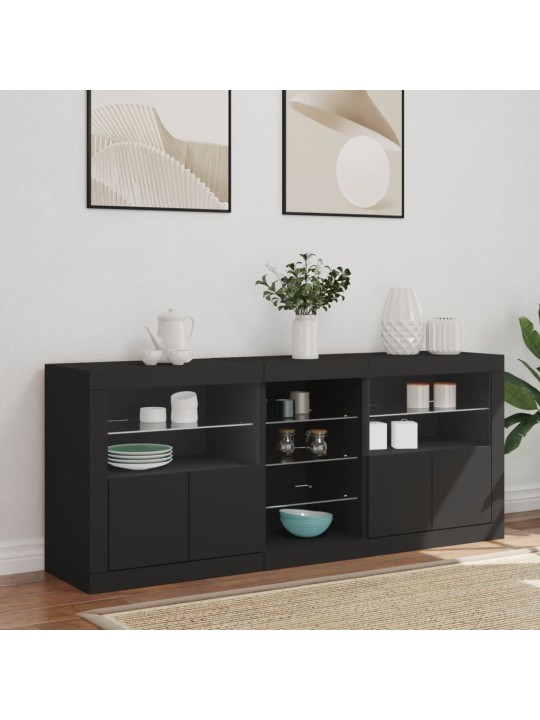 Příborník s LED osvětlením černý 162 x 37 x 67 cm