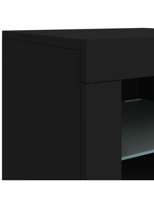 Příborník s LED osvětlením černý 162 x 37 x 67 cm