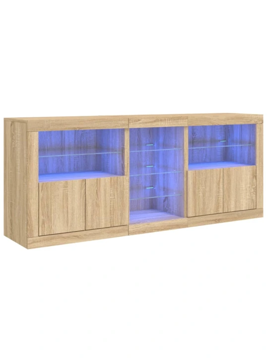 Příborník s LED osvětlením dub sonoma 162 x 37 x 67 cm