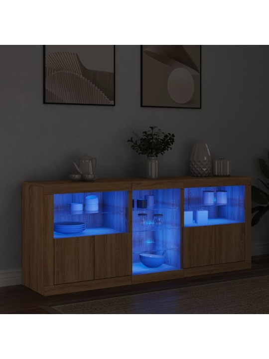 Příborník s LED osvětlením dub sonoma 162 x 37 x 67 cm