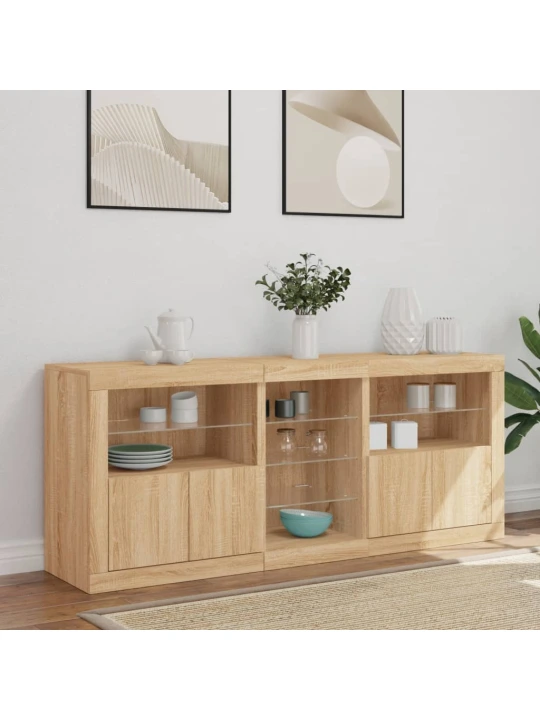 Příborník s LED osvětlením dub sonoma 162 x 37 x 67 cm