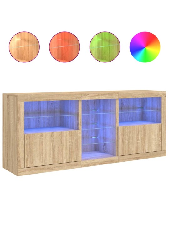 Příborník s LED osvětlením dub sonoma 162 x 37 x 67 cm