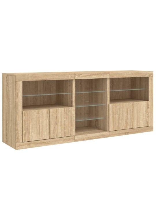 Příborník s LED osvětlením dub sonoma 162 x 37 x 67 cm