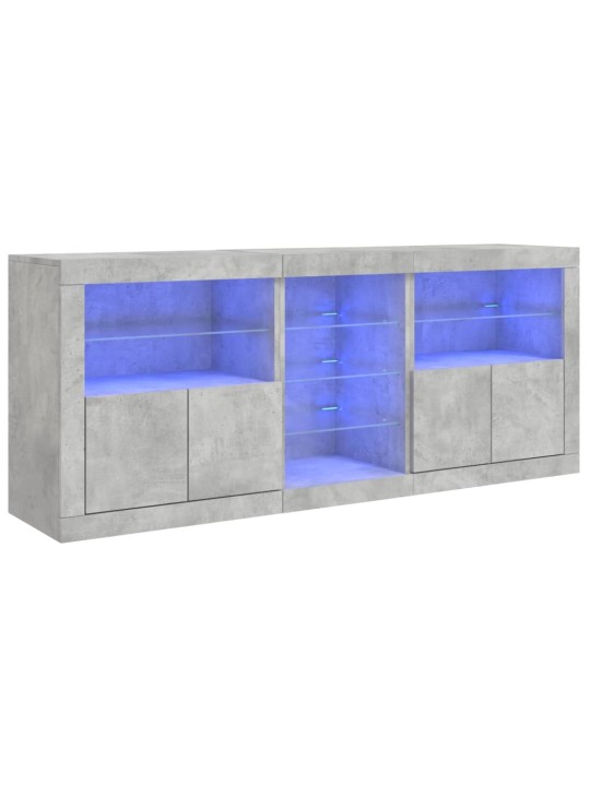 Příborník s LED osvětlením betonově šedý 162 x 37 x 67 cm