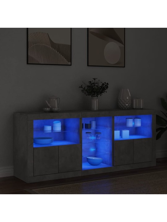 Příborník s LED osvětlením betonově šedý 162 x 37 x 67 cm