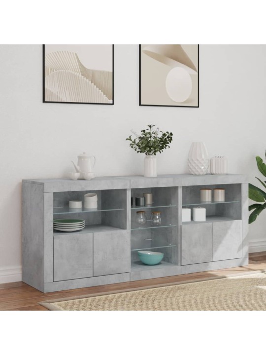 Příborník s LED osvětlením betonově šedý 162 x 37 x 67 cm