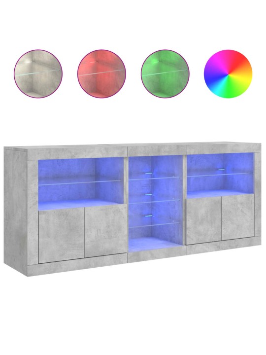 Příborník s LED osvětlením betonově šedý 162 x 37 x 67 cm