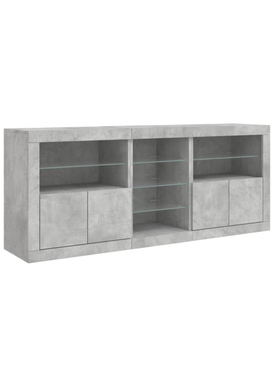 Příborník s LED osvětlením betonově šedý 162 x 37 x 67 cm