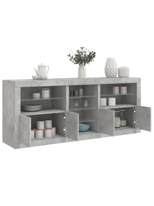 Příborník s LED osvětlením betonově šedý 162 x 37 x 67 cm