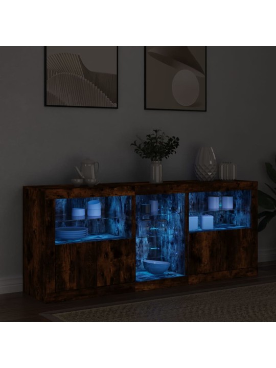 Příborník s led osvětlením kouřový dub 162 x 37 x 67 cm