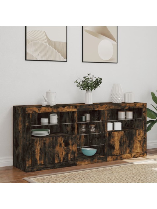 Příborník s led osvětlením kouřový dub 162 x 37 x 67 cm