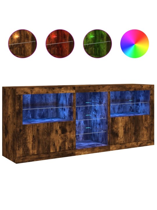 Příborník s led osvětlením kouřový dub 162 x 37 x 67 cm
