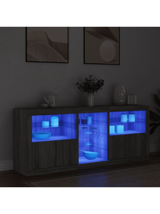 Příborník s led osvětlením šedý sonoma 162 x 37 x 67 cm