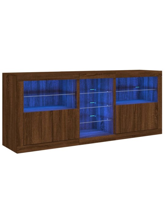 Příborník s LED osvětlením hnědý dub 162 x 37 x 67 cm
