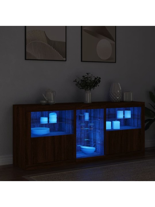 Příborník s LED osvětlením hnědý dub 162 x 37 x 67 cm