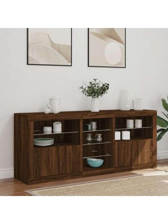Příborník s LED osvětlením hnědý dub 162 x 37 x 67 cm