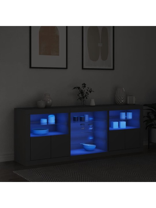Příborník s LED osvětlením černý 181,5 x 37 x 67 cm