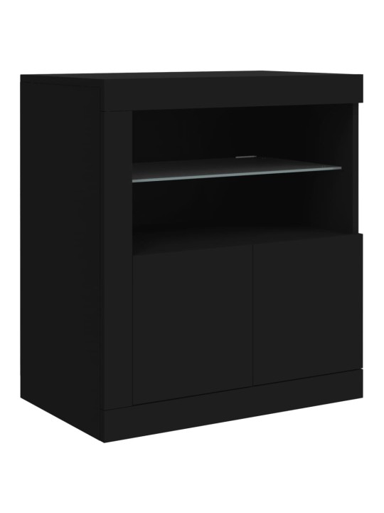 Příborník s LED osvětlením černý 181,5 x 37 x 67 cm