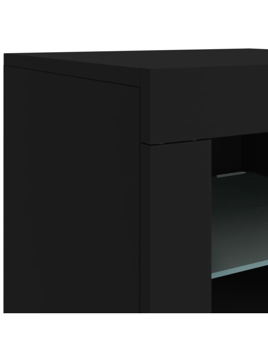 Příborník s LED osvětlením černý 181,5 x 37 x 67 cm