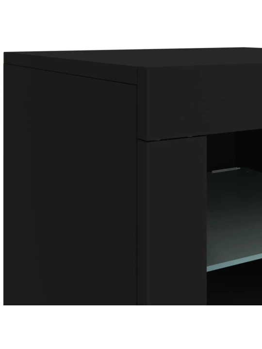 Příborník s LED osvětlením černý 181,5 x 37 x 67 cm