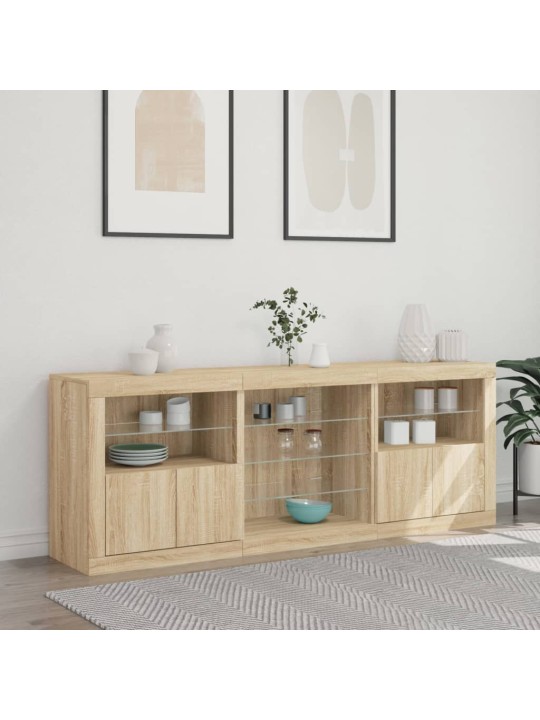 Příborník s LED osvětlením dub sonoma 181,5 x 37 x 67 cm