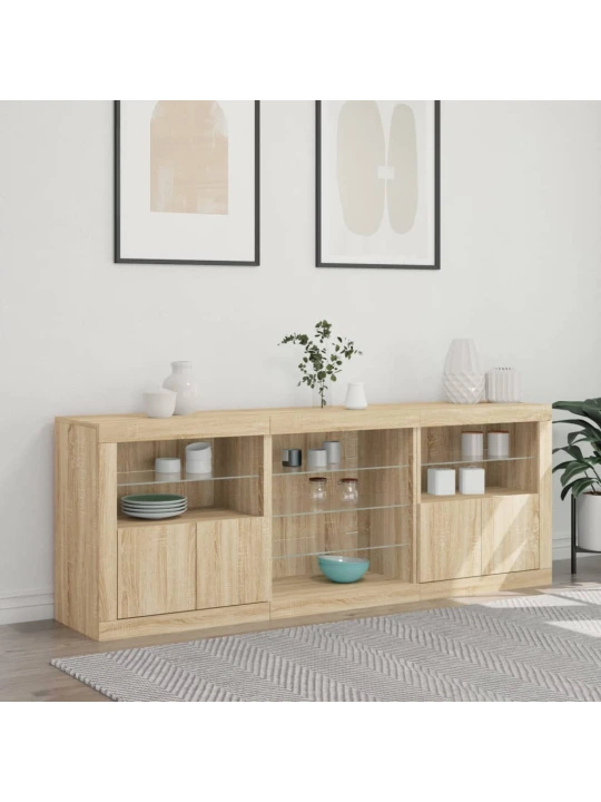 Příborník s LED osvětlením dub sonoma 181,5 x 37 x 67 cm