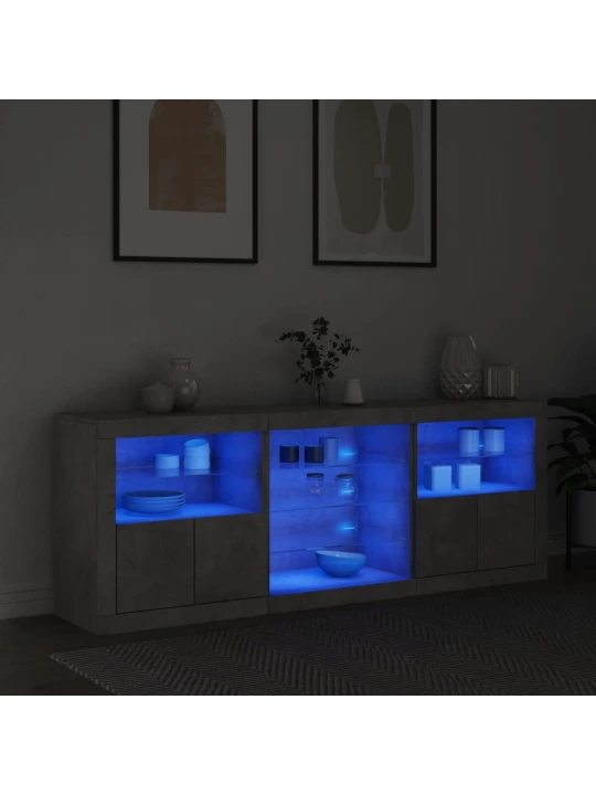 Příborník s LED osvětlením betonově šedý 181,5 x 37 x 67 cm