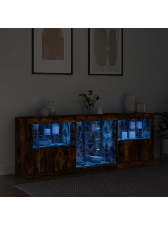 Příborník s led osvětlením kouřový dub 181,5 x 37 x 67 cm