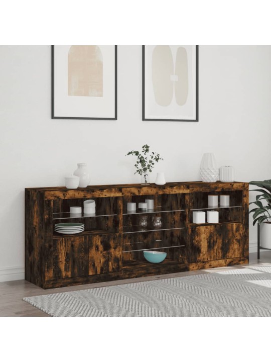 Příborník s led osvětlením kouřový dub 181,5 x 37 x 67 cm