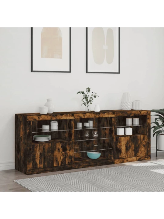 Příborník s led osvětlením kouřový dub 181,5 x 37 x 67 cm