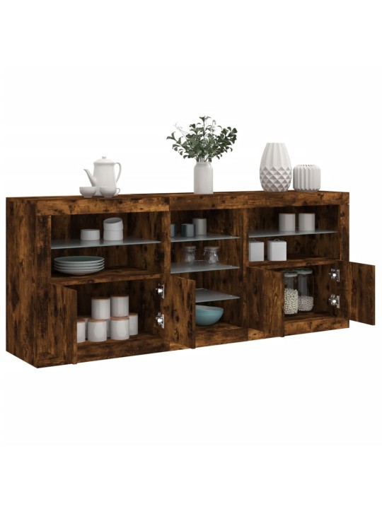 Příborník s led osvětlením kouřový dub 181,5 x 37 x 67 cm