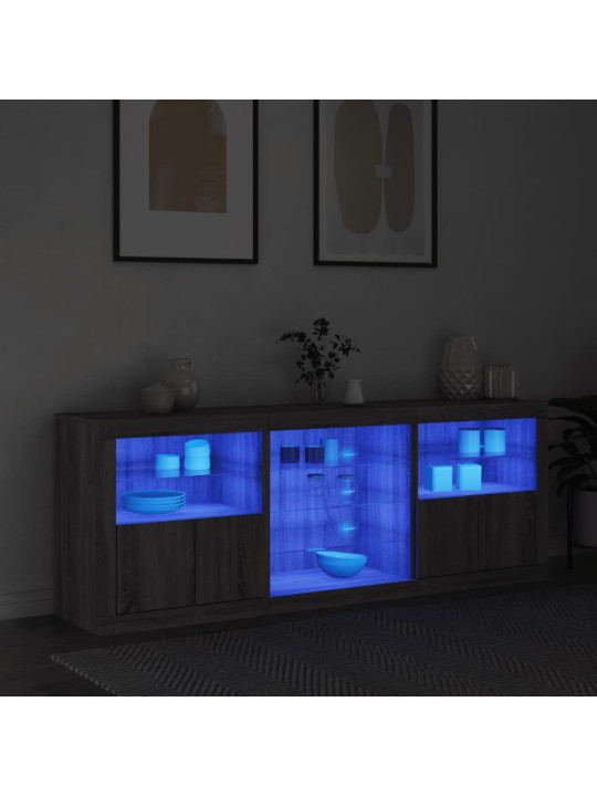 Příborník s led osvětlením šedý sonoma 181,5 x 37 x 67 cm
