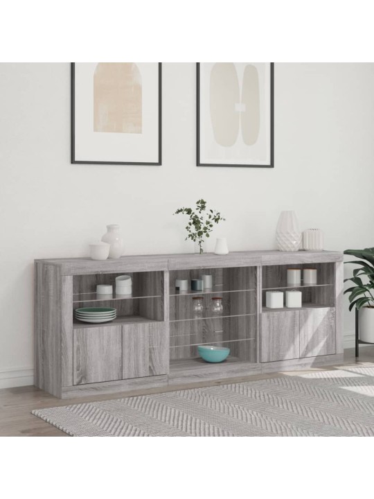 Příborník s led osvětlením šedý sonoma 181,5 x 37 x 67 cm