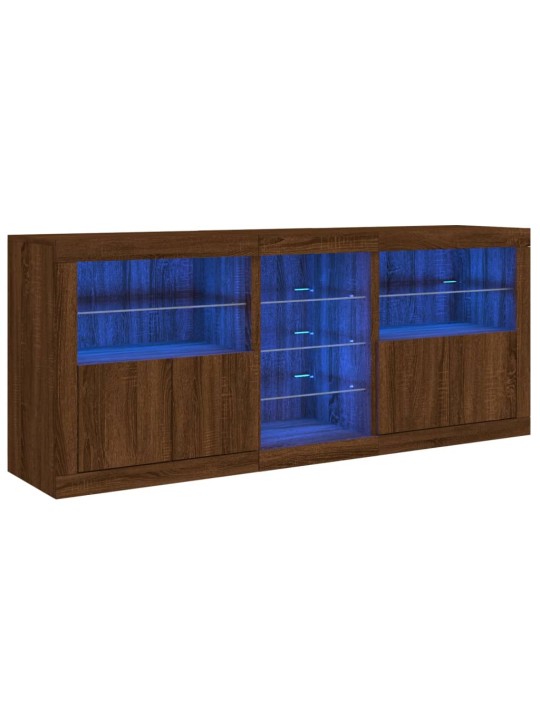 Příborník s LED osvětlením hnědý dub 181,5 x 37 x 67 cm