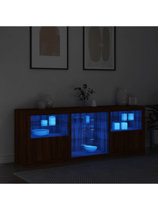 Příborník s LED osvětlením hnědý dub 181,5 x 37 x 67 cm