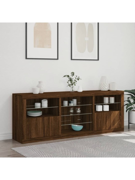 Příborník s LED osvětlením hnědý dub 181,5 x 37 x 67 cm