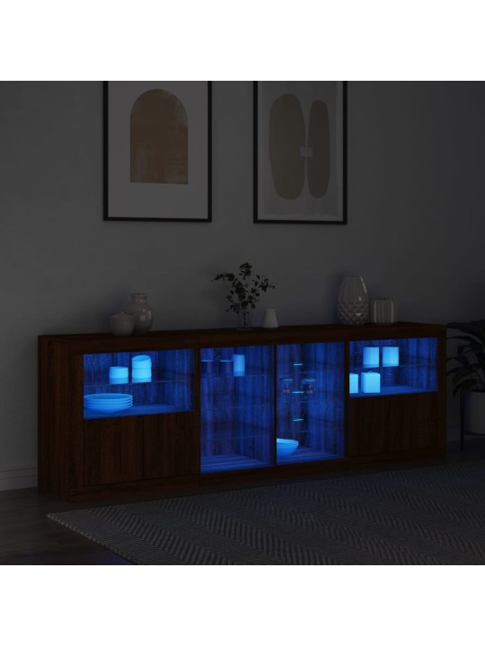 Příborník s LED osvětlením hnědý dub 202 x 37 x 67 cm