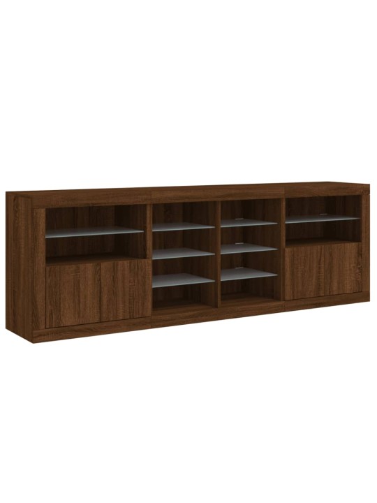Příborník s LED osvětlením hnědý dub 202 x 37 x 67 cm