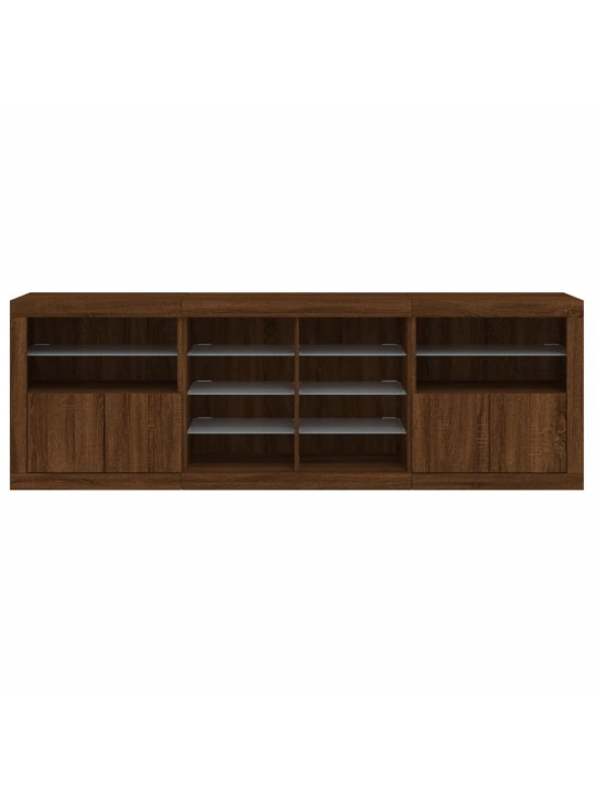 Příborník s LED osvětlením hnědý dub 202 x 37 x 67 cm