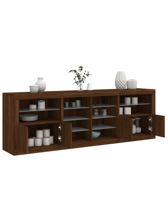 Příborník s LED osvětlením hnědý dub 202 x 37 x 67 cm