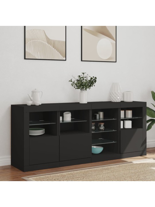 Příborník s LED osvětlením černý 164 x 37 x 67 cm