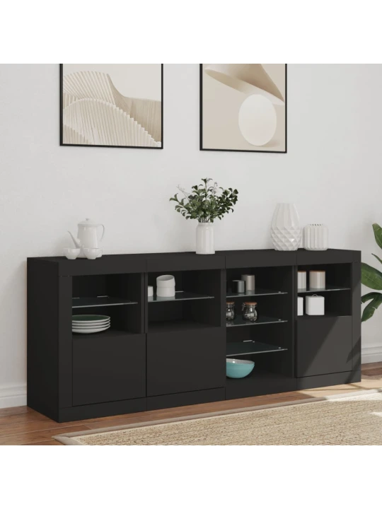 Příborník s LED osvětlením černý 164 x 37 x 67 cm