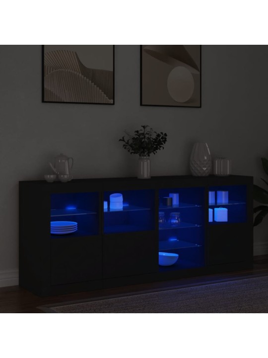 Příborník s LED osvětlením černý 164 x 37 x 67 cm
