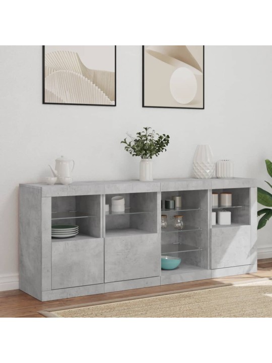 Příborník s LED osvětlením betonově šedý 164 x 37 x 67 cm