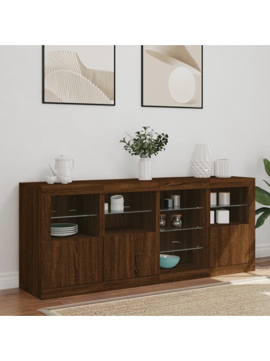 Příborník s LED osvětlením hnědý dub 164 x 37 x 67 cm