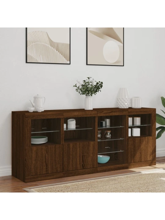 Příborník s LED osvětlením hnědý dub 164 x 37 x 67 cm