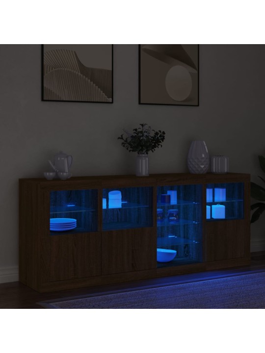 Příborník s LED osvětlením hnědý dub 164 x 37 x 67 cm