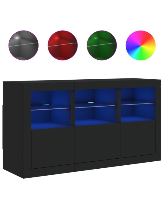 Příborník s LED osvětlením černý 123 x 37 x 67 cm