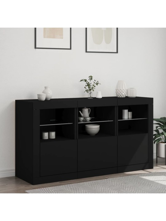Příborník s LED osvětlením černý 123 x 37 x 67 cm